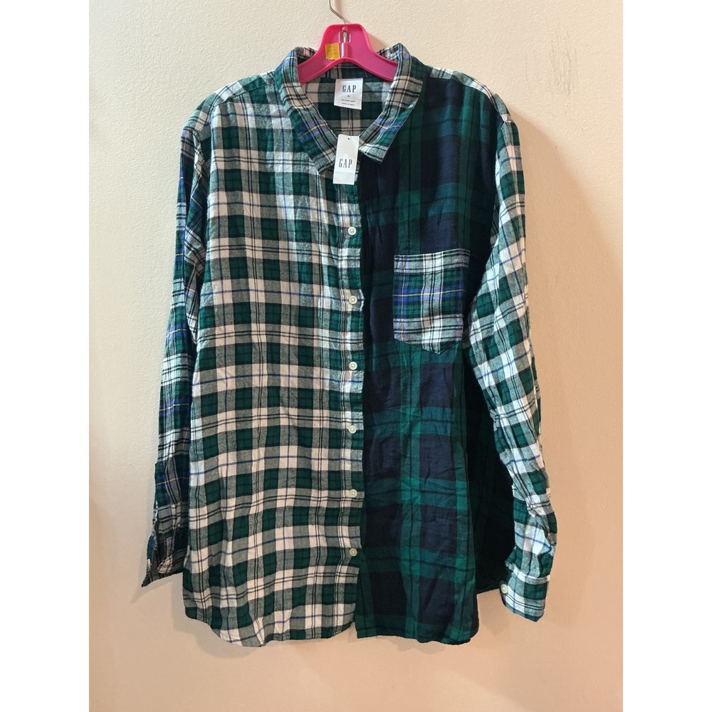 GAP XL‎ Plaid Color Block Long Sleeve Button Up Shirt Mens Womens Unisex